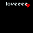 Four pixelated 'loveeeee' text icons with red heart or particle effects on black background, each showing distinct animation states.