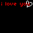 Red pixelated text 'i love you' repeated on black background with white heart symbol replacing 'you' in middle instance.