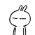 Black-and-white cartoon character with bunny ears in multiple poses including closed eyes, hand gestures, and star effects.