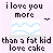 Pixelated animation of a cake with blue icing and text 'i love you more than a fat kid love cake' on pink background, showing heart symbol changes.