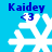 Blue background with four white snowflake icons, each labeled 'Kaidy' and '<3' in blue text above them.
