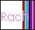 Pixelated icon with faded pink text 'Roc' on white background, vertical color bar strip of red cyan blue purple hues on right edge.