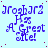 identical blue pixelated text reading 'JroshJR2 Has A Great Site!' on a light blue background with scattered red dots, with one replaced by a solid gray rectangle