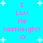 Pixelated cyan background with white starbursts and pink text repeating 'I Luv Me (ashleigh!) :D' in two vertical