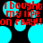 Red pixelated text on black background with cyan circular shapes, reading "I bought my life on eBay!!" in two identical horizontal sections.