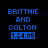 Blue pixelated text on black background reads BRITTNIIE AND COLTON 1.24.05 with a blue rectangular box around the date.