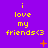 Purple background with yellow text reading 'i love my friends<3' repeated in a , animated orange star and dot effects appear at different positions across frames