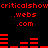 Red pixelated text and bar graphs on black background, repeating 'criticalshow' with '.webs .com' beneath each iteration.