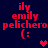 Red pixelated text 'ily emily pelichero (:' on dark blue background with a red heart symbol in the center.
