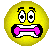 Four yellow circular pixel art icons with black-outlined eyes and pink-and-white mouths, two showing open-mouthed expressions and two showing side-facing mouth movements.
