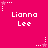 Pixelated pink background with white text "Lianna Lee" repeated in three , surrounded by white and pink star-shaped pixel clusters with dotted lines