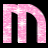 Two side-by-side pink glittery 'M' letters on a black background with subtle animation changes between frames.
