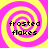 Four identical spiral patterns with alternating pink and yellow colors, each containing the text "frosted flakes" in black pixelated font.