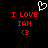 Pixelated red text "I LOVE IAN <3" on black background with white heart outline above, two identical side-by-side views.