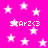 A static image with a bright pink background filled with white stars and repeated text "starz<3" in pixelated font.