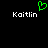 Green pixelated heart symbol above white text 'Kaitlin' on black background, two identical instances side-by-side.