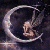 Animated contact sheet of a fairy character inside a crescent moon against a starry night background, with subtle pose and lighting changes across six frames.