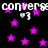 Black background with scattered pink stars and repeated white text reading "converse" alongside small heart symbols.