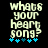 Pixelated text reads "whats your heart song?" with blue plus symbols below, displayed on a black background.