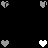 Pixelated heart-shaped icons in grayscale tones arranged in a pattern on a black background