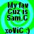 Four identical pixelated display black text on a green and cyan spiral background with no visible animation changes