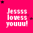 A bright pink background displays repeated white text 'Jessss loess youuu!' with scattered black and pink stars, some frames showing star positions shifting slightly.