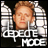 Pixelated image of a person with light brown hair against a checkered background, overlaid with stylized text reading 'DEPECHE MODE' in white block letters.