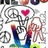 Pixelated icon shows two hands holding a pink heart above stylized text with swirling lines and color gradients.