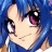 Pixelated anime-style character with blue hair and purple eyes on left, black background with white text "Anime IM" and signature "cOw" on right.