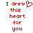 Red pixelated text and a heart symbol on white background, with one version showing the heart as an icon replacing 'heart' in the phrase.