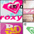 Animated sequence showing multiple Roxy-themed buddy icons with pink hearts, 'roxy' text, and 'girl!!!' text over a light blue background.