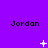 Purple background with repeated 'Jordan' text and animated white pixel symbols changing across frames.