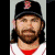 Pixelated image of a person wearing a black cap with red logo, white and red jersey, next to red text #18 on black background.