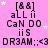A static pink background with repeated text elements and white stars, featuring 'aLL ii', 'CaN DO', 'iiS', 'DR3AM:;<3' in black pixelated font.