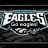 A static image shows two stacked 'EAGLES' logos on the left, a green vertical bar in the center with partial text, and fragmented words on the right against black backgrounds.