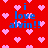 Red background with pink pixelated hearts and blue text reading "i love alvin!!" in a repeating pattern.