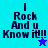 Four pixelated display "I Rock And u Know it!!" text with a star icon, each in distinct color scheme