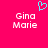 A static image with a bright pink background displays two identical text blocks reading "Gina Marie" in white pixelated font, each accompanied by a light blue pixelated heart symbol above.