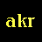 Two side-by-side pixelated text displays showing 'akr' on contrasting backgrounds, one yellow on black and the other gray on yellow.