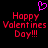Pixelated red text reads 'Happy Valentines Day!!!' with a pink heart symbol above on a black background.