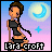 Pixel art of Lara Croft in four showing her holding different weapons against a moonlit sky background