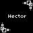 Pixel art icon with white geometric shapes on black background, featuring repeated "Hector" text and animated square-dot patterns.