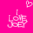 Pixelated pink background with white text "I LOVE JOEY" and a heart symbol above, showing two states of the same animation.