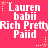 Static image with bright pink background displaying repeated text blocks in white pixelated font, each containing 'Lauren babii', 'Rich Pretty', and 'Paiid' stacked vertically.