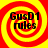 Four identical circular red-yellow spiral patterns with black text reading "GusD1 rules" centered on each, arranged in a against a solid yellow background