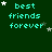 Green background with cyan text reading 'best friends forever' and scattered white stars in a