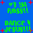 Blue background with green pixelated text reading '♥3 YA ROSS!!' and 'DANCE 4 JESUS!!!' surrounded by red plus signs, some text slightly blurred.