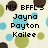 Pixelated text lists names over a background of brown, blue, and green circles on light beige.