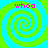 Four identical spiral patterns with alternating cyan and green colors, each containing the word 'whoa' in pink text at the top.