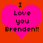 A static image shows a bright pink heart on an orange background with black text reading "I Love you Brenden!!" in pixelated font.